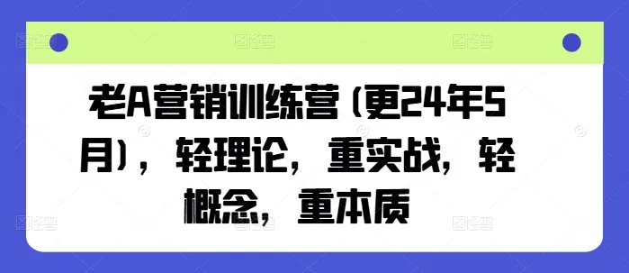 老A营销训练营(更25年1月),轻理论,重实战,轻概念,重本质