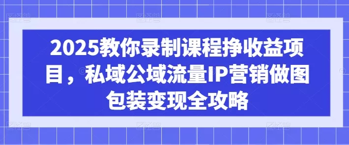 2025教你录制课程挣收益项目,私域公域流量IP营销做图包装变现全攻略